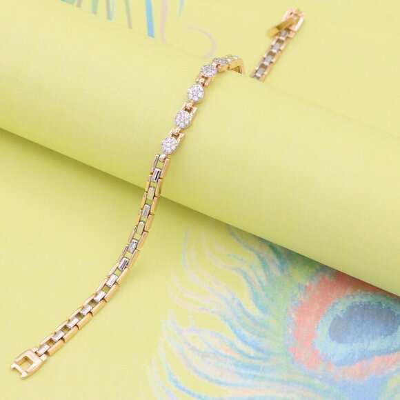 "Rose Gold & Silver Dual Tone Sparkle Bracelet with Round CZ, XPBL0850 - Picture 6 of 12